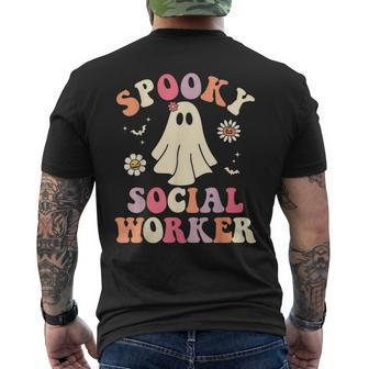 Spooky Social Worker Halloween School Social Work Ghost Men's T-shirt Back Print - Thegiftio UK