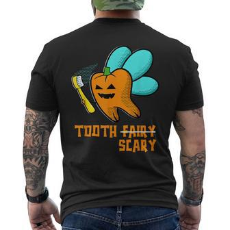 Spooky Tooth Fairy Tooth Scary Jack O Lantern Halloween Mens Back Print T-shirt | Mazezy