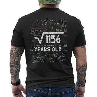 Square Root Of 1156 34Th Birthday Gifts Math 34 Year Old Math Funny Gifts Mens Back Print T-shirt | Mazezy