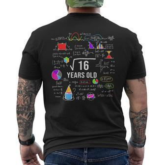 Square Root Of 16 4Th Birthday 4 Year Old Gifts Math Lover Math Funny Gifts Mens Back Print T-shirt | Mazezy