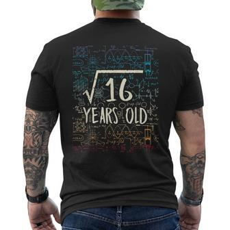 Square Root Of 16 4Th Birthday 4 Years Old Math Geek Math Funny Gifts Mens Back Print T-shirt | Mazezy