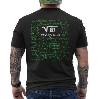 Square Root Of 81| 9Th Birthday 9Years Old Gifts Mens Back Print T-shirt | Mazezy