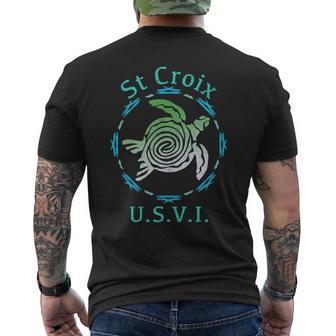 St Croix Usvi Vintage Tribal Turtle Men's T-shirt Back Print | Mazezy