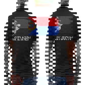 St Maarten Flag | Vintage Made In Sint Maarten Gift Mens Back Print T-shirt | Mazezy