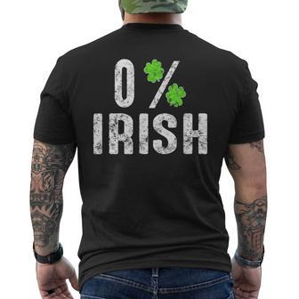 St Patricks Day Gift Shamrocks Zero Percent Irish Funny Mens Back Print T-shirt | Mazezy