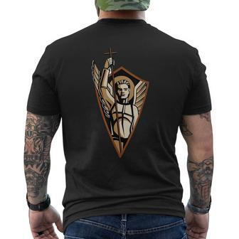 St Saint Michael The Archangel Catholic Angel Warrior Mens Back Print T-shirt | Mazezy