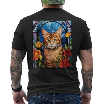 Stained Glass Style European Shorthair Cat Men's T-shirt Back Print | Mazezy