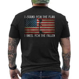 I Stand For The Flag I Kneel For The Fallen Veteran Men's Back Print T-shirt | Mazezy