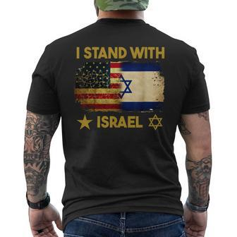 I Stand With Israel I Stand With Israel America Flag Men's T-shirt Back Print | Mazezy