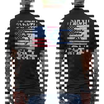 I Stand With Israel Pray For Israel Us And Israel Flag Men's T-shirt Back Print - Thegiftio UK