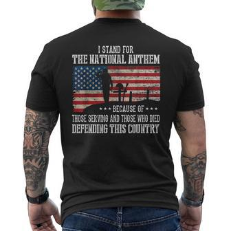 I Stand For The National Anthem Veteran Pride Men's T-shirt Back Print | Mazezy
