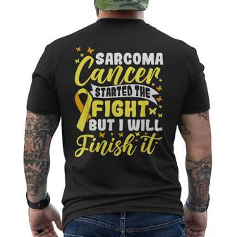 Started The Fight But I Will Finish Sarcoma Cancer Awareness Mens Back Print T-shirt | Mazezy