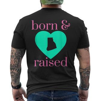 State Of Rhode Island Pride Born & Raised Home Simply Trendy Mens Back Print T-shirt | Mazezy