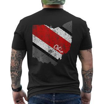 State Of Ohio Pride Striped Silhouette Vintage Graphic Men's Back Print T-shirt | Mazezy