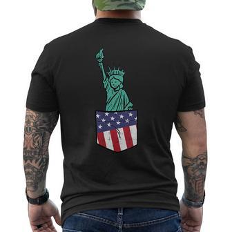 Statue Of Liberty Pocket Fourth 4Th Fourth Of July Patriot Mens Back Print T-shirt | Mazezy