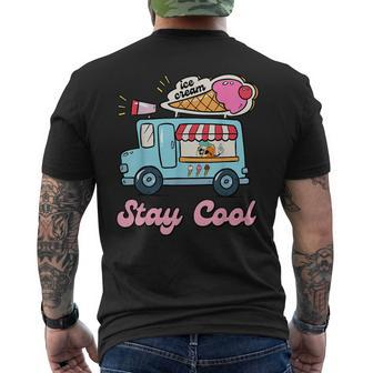 Stay Cool Ice Cream Van Summer Beach Vacay Ice Cream Cone Mens Back Print T-shirt | Mazezy