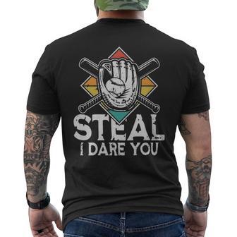 Steal I Dare You Baseball Softball Lover - Steal I Dare You Baseball Softball Lover Mens Back Print T-shirt - Monsterry CA