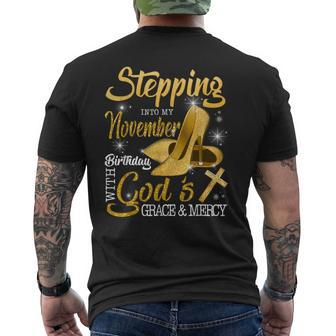 Stepping Into My November Birthday With Gods Grace And Mercy Men's T-shirt Back Print | Mazezy
