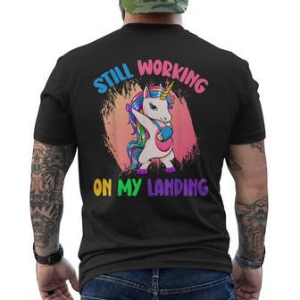 Still Working On My Landing Unicorn Mystical Unicorns Mens Back Print T-shirt | Mazezy