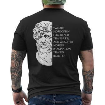 Stoicism Seneca Stoic Philosophy Quote Reality Men's T-shirt Back Print | Mazezy