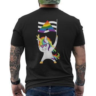 Straight Ally Flag Unicorn Trans Gay Pride Lgbtqia Nonbinary Mens Back Print T-shirt | Mazezy