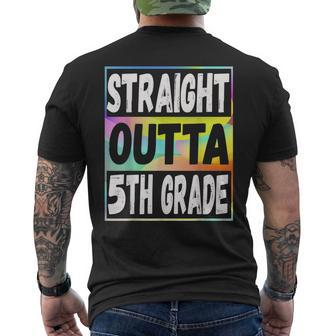 Straight Outta 5Th Grade Colorful Base Fifth Grade Men's Crewneck Short Sleeve Back Print T-shirt | Mazezy