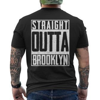 Straight Outta Brooklyn New York Big Apple Pride Mens Back Print T-shirt | Mazezy