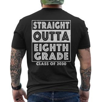 Straight Outta Eighth Grade Graduate Class Of 2030 8Th Grade Men's Back Print T-shirt | Mazezy