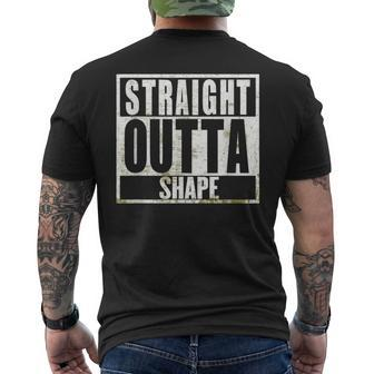 Straight Outta Shape Workout Fat Overweight Joke Men's T-shirt Back Print | Mazezy