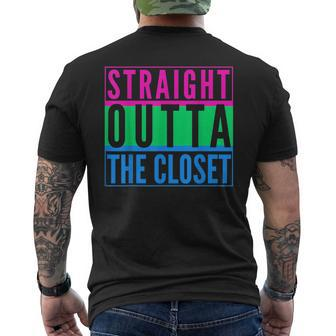 Straight Outta The Closet Lgbt Pride Polysexual Poly Gay Mens Back Print T-shirt | Mazezy