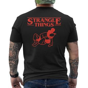 Strangle Things Brazilian Jiu Jitsu Martial Arts Men's T-shirt Back Print | Mazezy