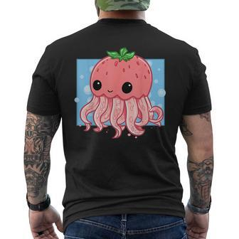 Strawberry Jellyfish Cute Kawaii Uwu Ocean Pink Aesthetic Mens Back Print T-shirt | Mazezy
