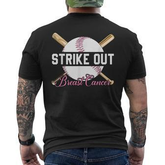 Strike Out Breast Cancer Awareness Month Baseball Fight Pink Men's T-shirt Back Print | Mazezy