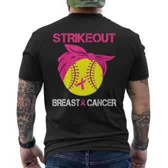 Strike Out Breast Cancer Awareness Softball Fighters Men's T-shirt Back Print | Mazezy