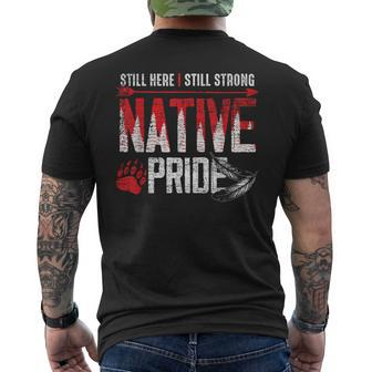 Still Here Still Strong Native Pride Feather Native American Men's T-shirt Back Print | Mazezy