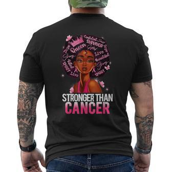 Stronger Than Cancer Black Queen Breast Cancer Pink Ribbon Men's T-shirt Back Print - Thegiftio UK