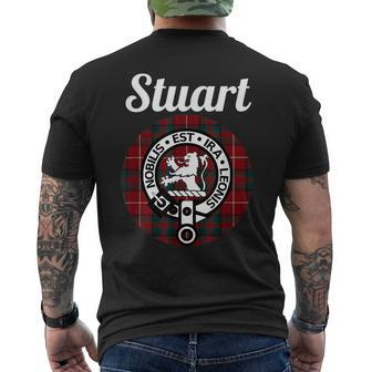 Stuart Of Bute Clan Scottish Name Coat Of Arms Tartan Mens Back Print T-shirt | Mazezy
