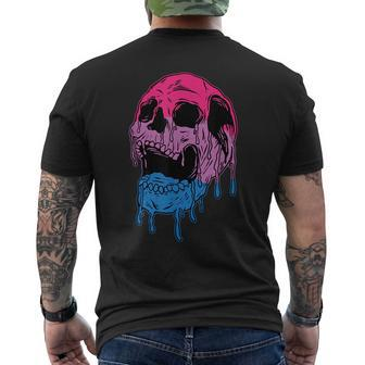 Subtle Bisexual Skull Bi Pride Flag Bisexuality Mens Back Print T-shirt | Mazezy