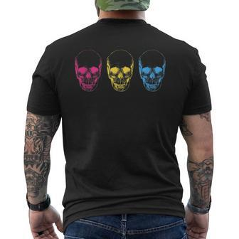 Subtle Pansexual Pride Pan Pride Flag Skull Mens Back Print T-shirt | Mazezy