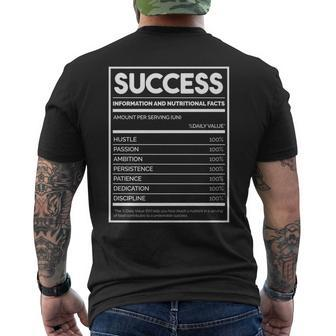 Success Information And Nutritional Facts Hustle Passion Men's T-shirt Back Print | Mazezy AU