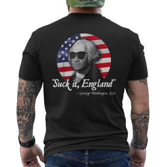 Suckit England Funny 4Th Of July George Washington 1776 Men's Crewneck Short Sleeve Back Print T-shirt - Monsterry DE