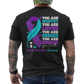 Suicide Prevention Awareness Positive Motivational Quote Men's T-shirt Back Print | Mazezy