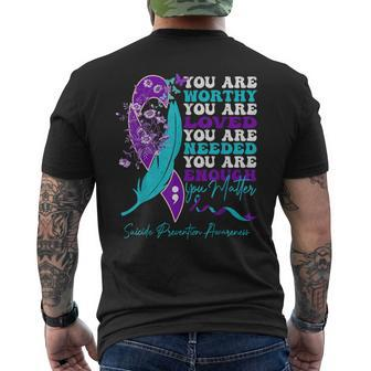 Suicide Prevention Awareness Positive Motivational Quote Men's T-shirt Back Print - Seseable