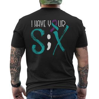 Suicide Prevention Awareness Semicolon Six Support Men's T-shirt Back Print | Mazezy