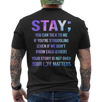 Suicide Prevention Awareness Stay Your Life Matters Mens Back Print T-shirt - Seseable