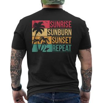 Summer Beach Vacation & Sunrise Sunburn Sunset Repeat Vacation Funny Gifts Mens Back Print T-shirt | Mazezy