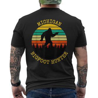 Sunset Bigfoot Big Foot In Forest Michigan Bigfoot Hunter Mens Back Print T-shirt | Mazezy