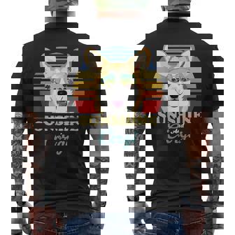 Sunshine And Corgi Dog Vintage Retro Sunset Beach Vibe Mens Back Print T-shirt | Mazezy