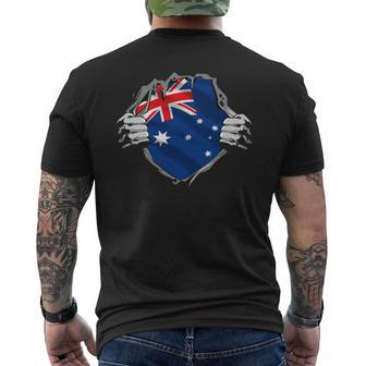 Superhero Australia Flag Aussie Hands Opening Shirt Chest Mens Back Print T-shirt - Monsterry