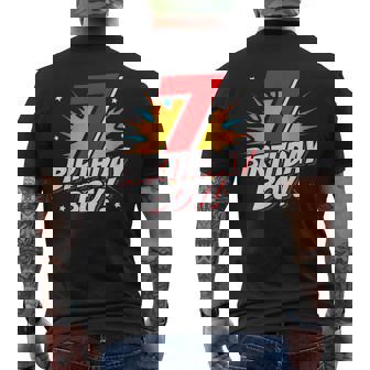 Superhero Birthday Boy Party 7 Year Old 7Th Birthday Mens Back Print T-shirt | Mazezy